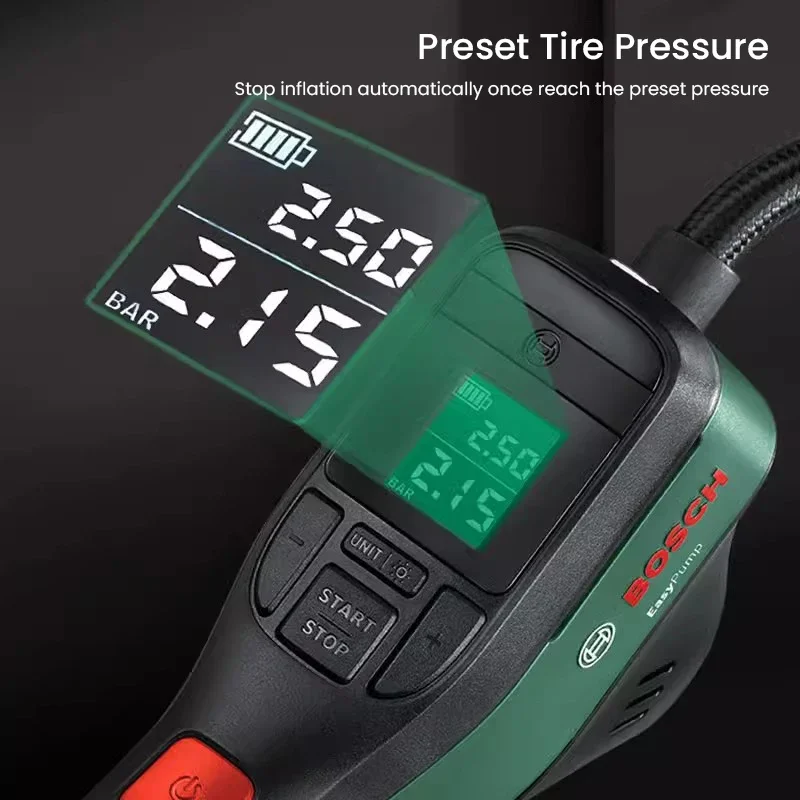 Car Portable Tire Inflator - Bosch LED Ekranlı, Küçük ve Taşınabilir