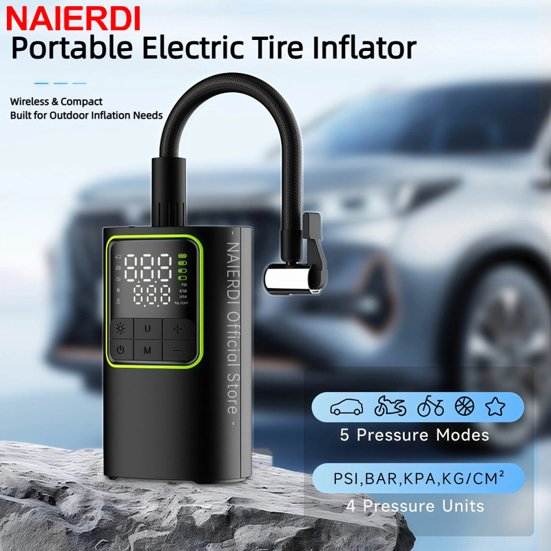 Car Portable Tire Inflator - NAIERDI Taşınabilir Dijital Lastik Şişirme Cihazı
